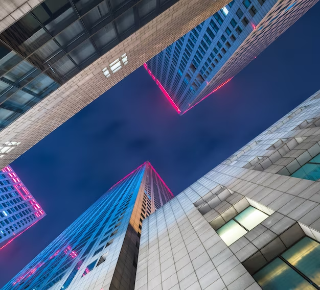 Dubai real estate market: Rows of modern skyscrapers in downtown reflecting the vibrant real estate industry in Dubai