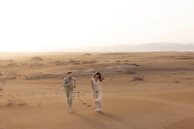 Family of expatriates exploring the desert in UAE