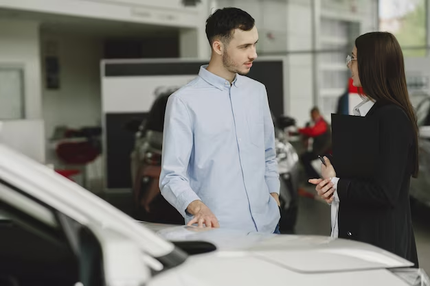 Buying a new car in Dubai showroom without a license guide.